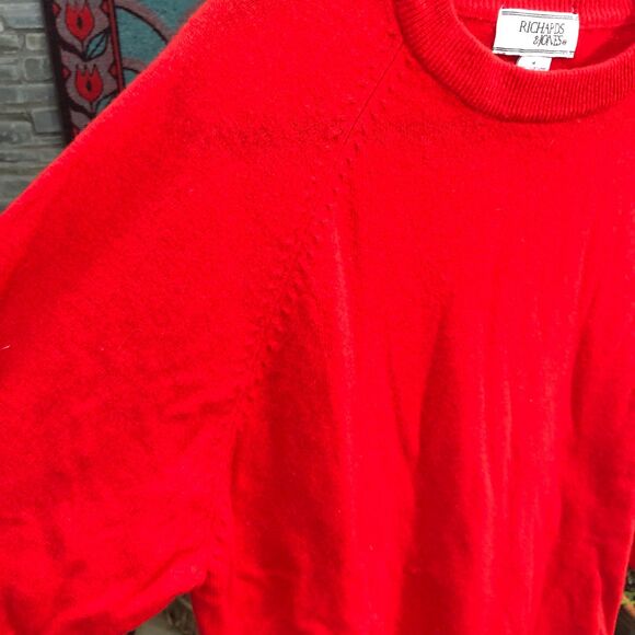 80s Vintage Richards & Jones Red Lambswool Pullover Sweater size M - Picture 3 of 7